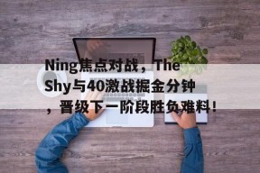 kaiyun网页版 -关于Ning焦点对战，TheShy与40激战掘金分钟，晋级下一阶段胜负难料！的信息
